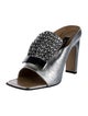 Sergio Rossi Leather Crystal Embellishments Slides