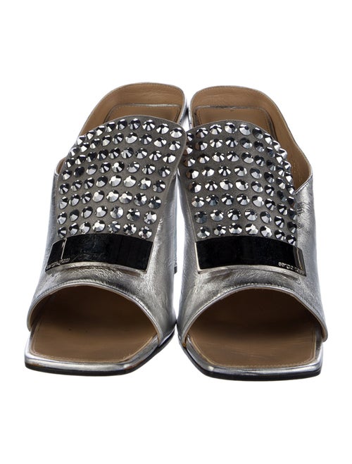 Sergio Rossi Leather Crystal Embellishments Slides