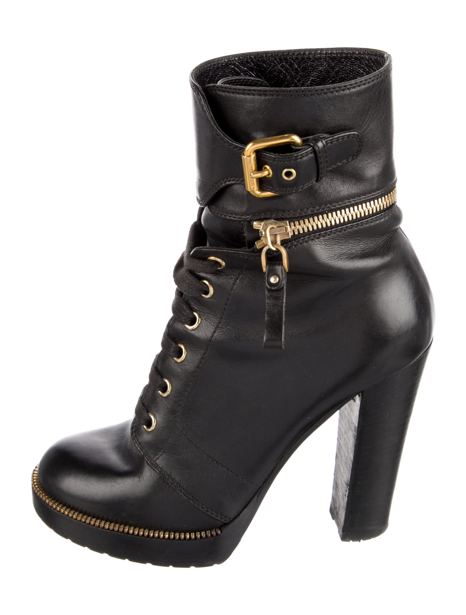 Sergio Rossi Leather Combat Boots