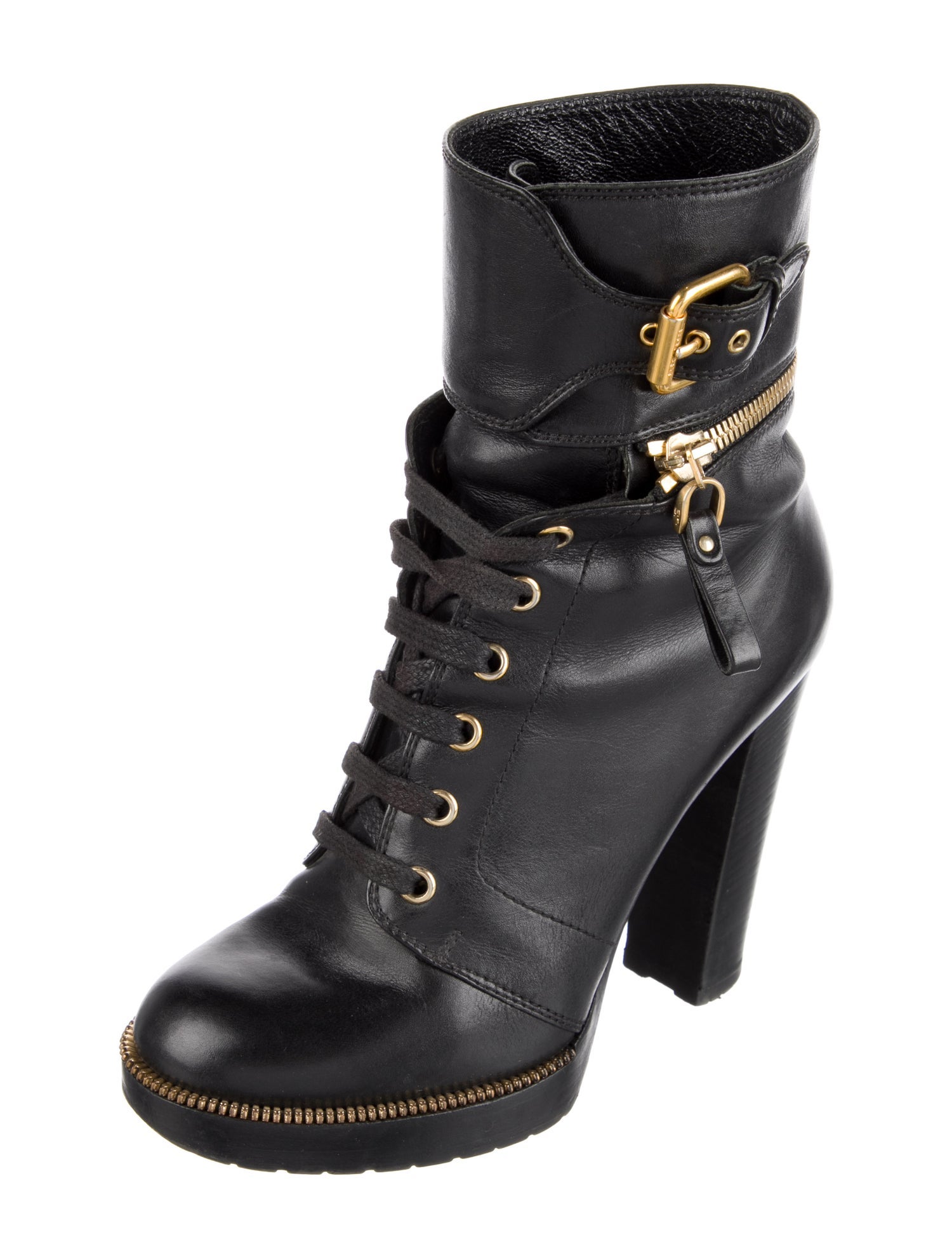 Sergio Rossi Leather Combat Boots