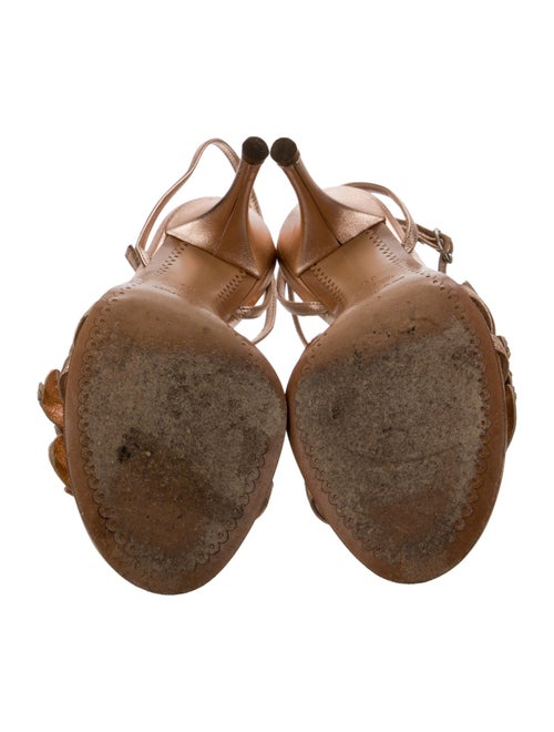 Sergio Rossi Leather Floral Print Sandals