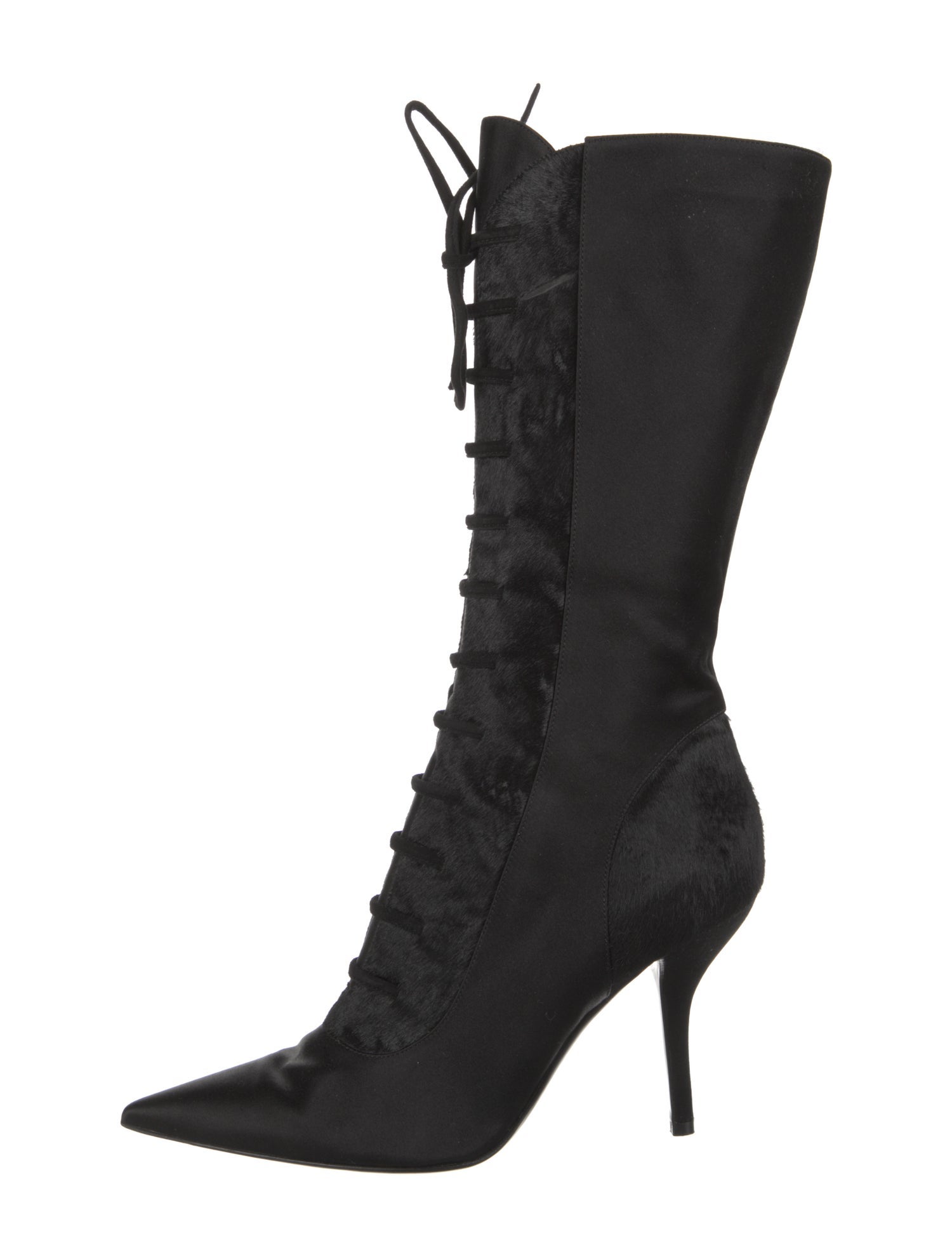 Sergio Rossi Ponyhair Lace-Up Boots