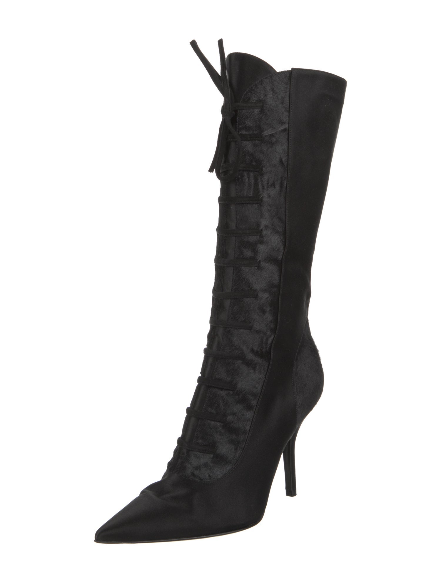 Sergio Rossi Ponyhair Lace-Up Boots