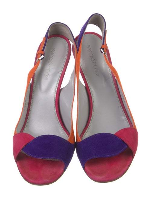 Sergio Rossi Suede Colorblock Pattern Slingback Sandals