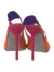 Sergio Rossi Suede Colorblock Pattern Slingback Sandals