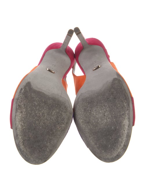 Sergio Rossi Suede Colorblock Pattern Slingback Sandals