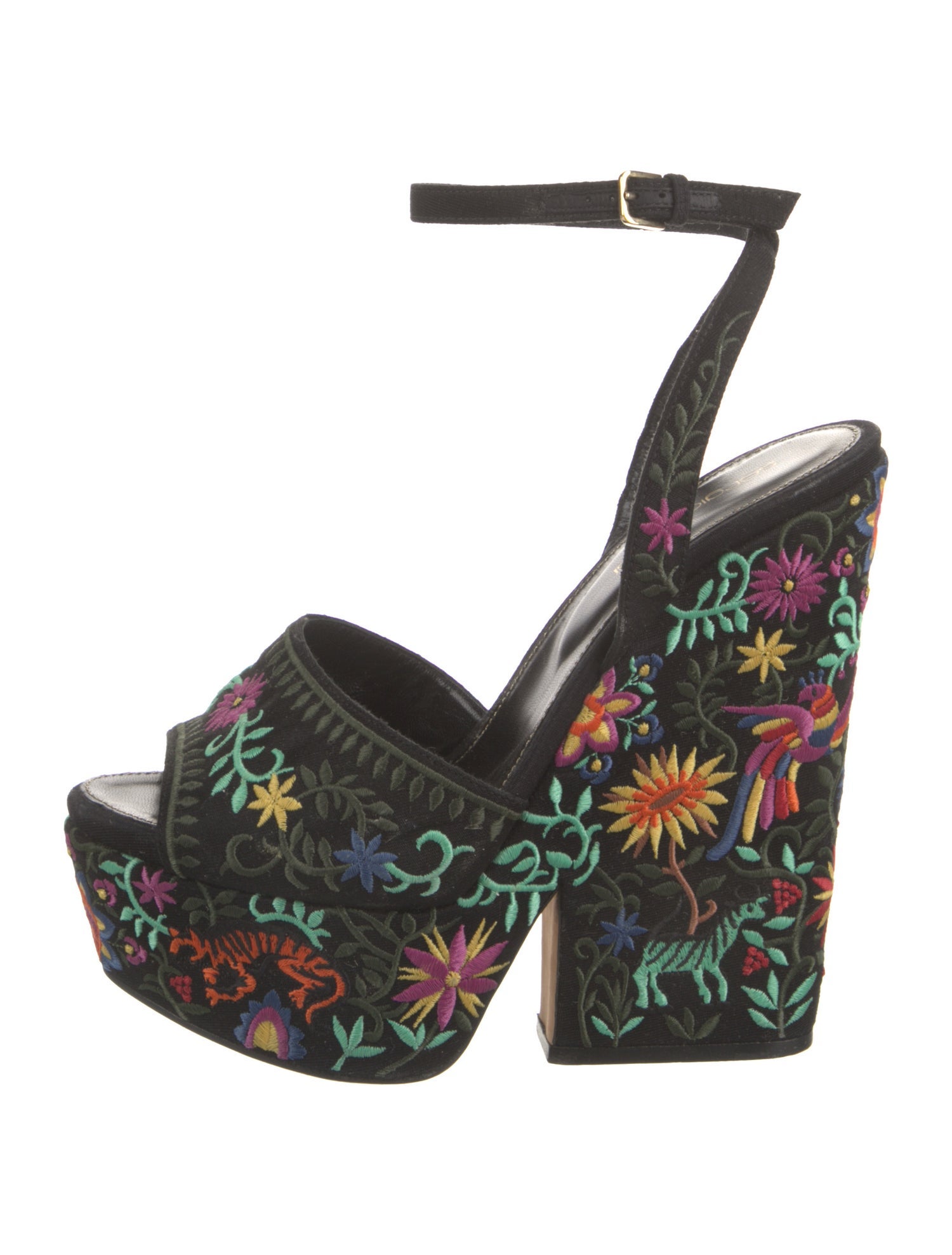 Sergio Rossi Suede Floral Print Sandals