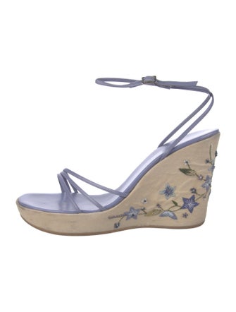 Sergio Rossi Leather Embroidered Accent Sandals