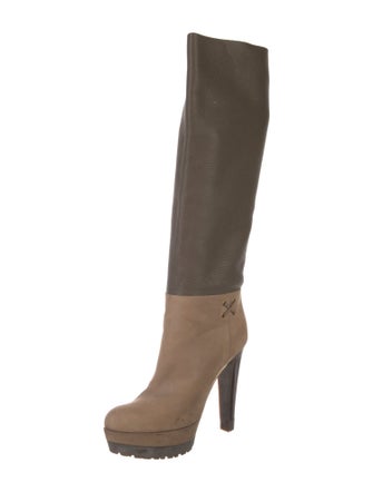 Sergio Rossi Leather Leather Trim Embellishment Boots