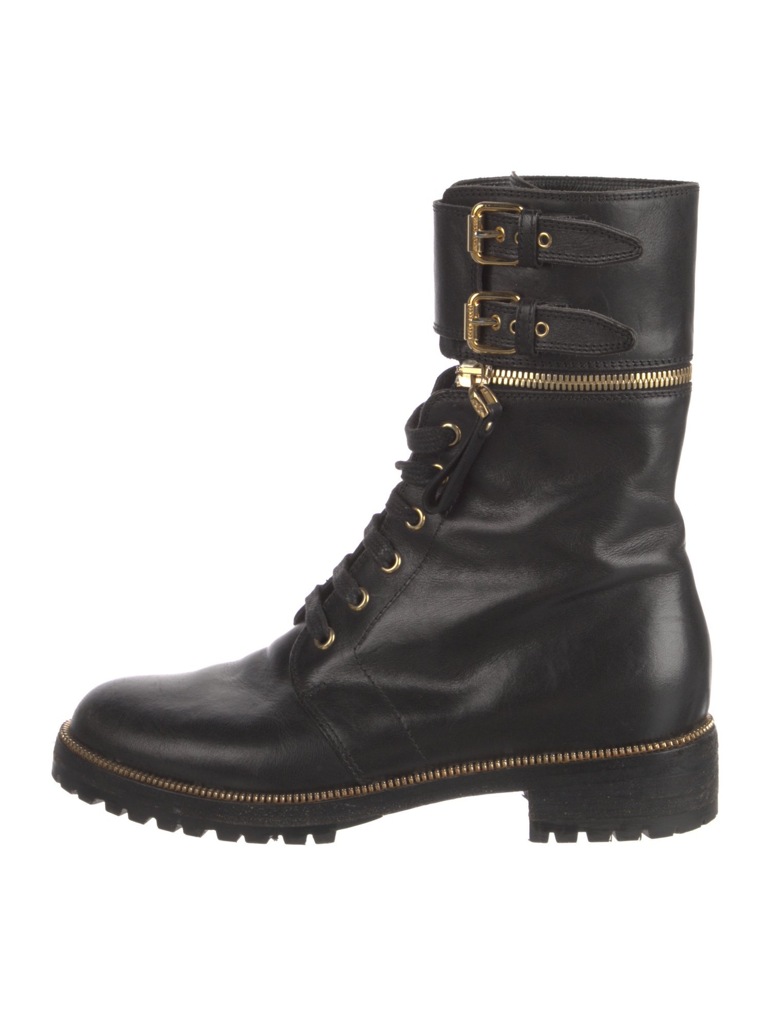 Sergio Rossi Leather Combat Boots