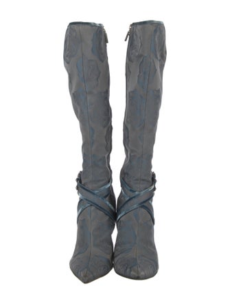 Sergio Rossi Satin Crystal Embellishments Sock Boots