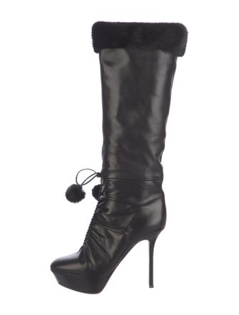 Sergio Rossi Leather Lace-Up Boots