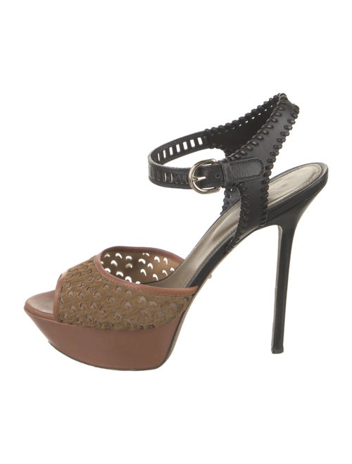 Sergio Rossi Leather Mesh Accents Slingback Pumps