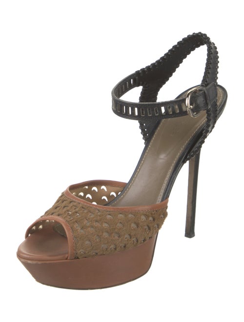 Sergio Rossi Leather Mesh Accents Slingback Pumps