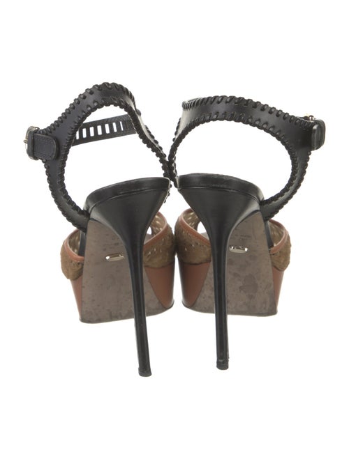 Sergio Rossi Leather Mesh Accents Slingback Pumps