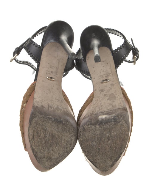 Sergio Rossi Leather Mesh Accents Slingback Pumps