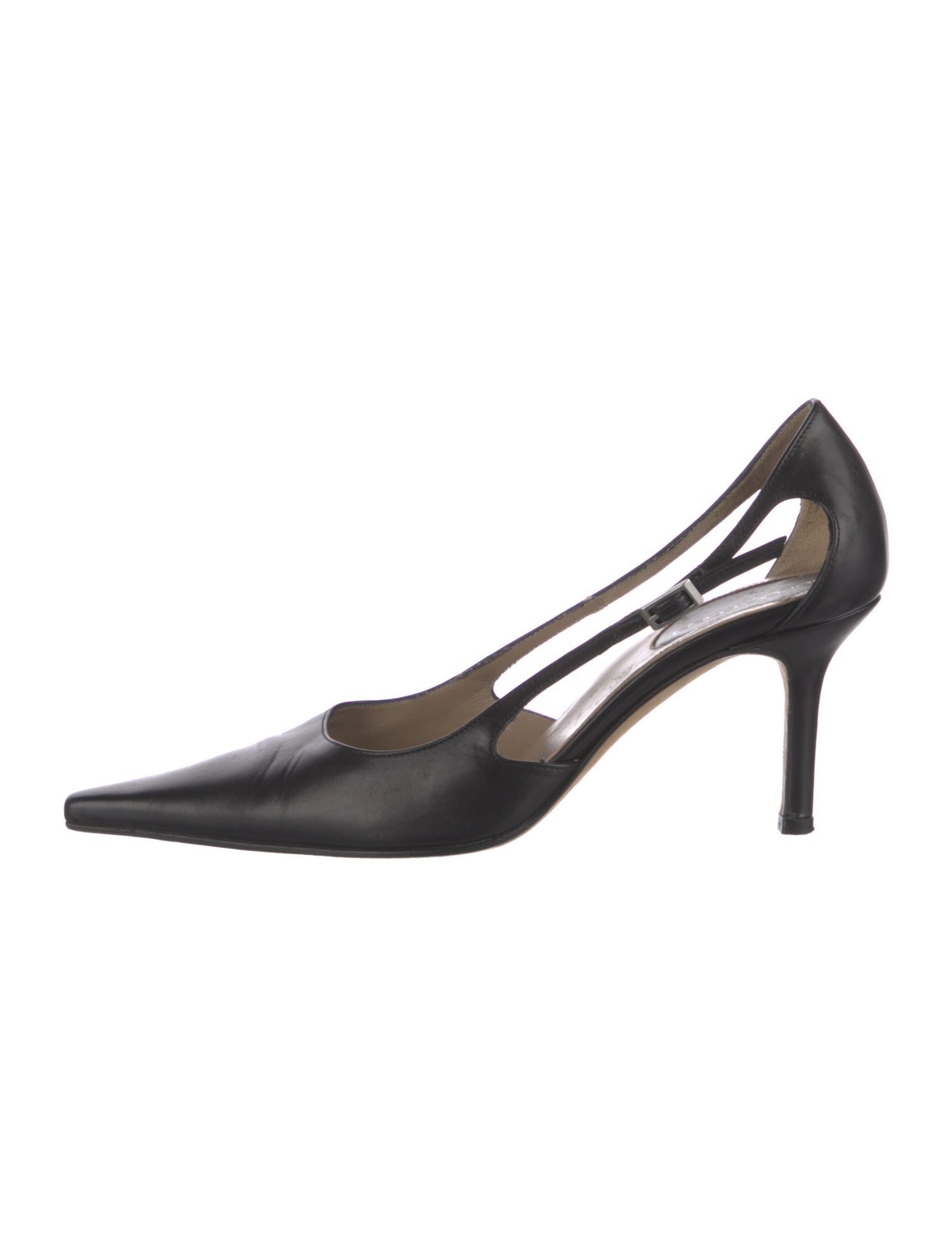 Sergio Rossi Leather Cutout Accent Slingback Pumps