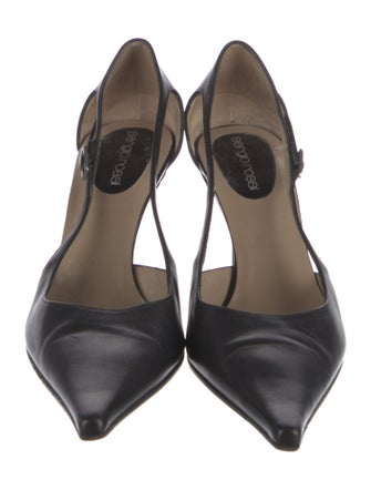 Sergio Rossi Leather Cutout Accent Slingback Pumps