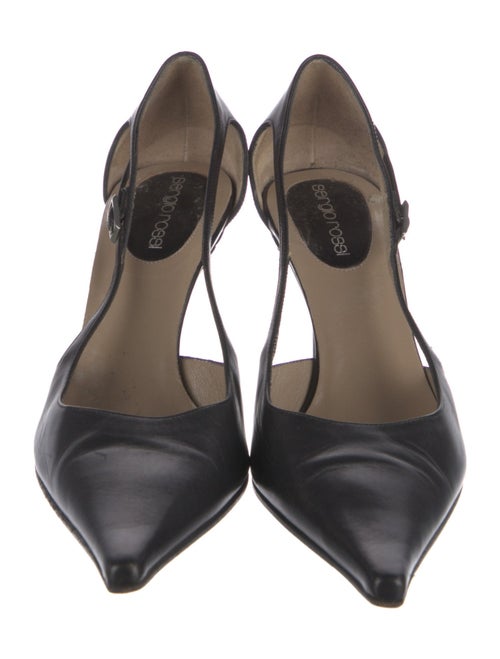 Sergio Rossi Leather Cutout Accent Slingback Pumps