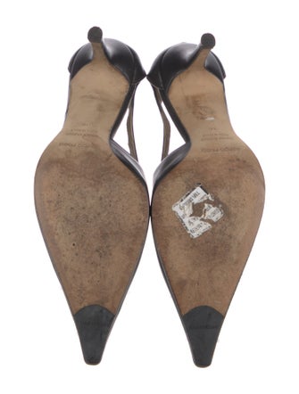 Sergio Rossi Leather Cutout Accent Slingback Pumps