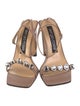 Sergio Rossi Leather Crystal Embellishments Sandals