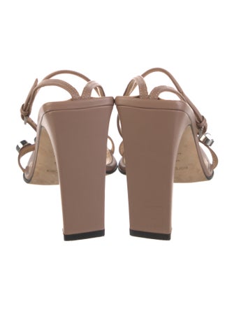 Sergio Rossi Leather Crystal Embellishments Sandals