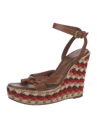 Sergio Rossi Leather Floral Print Espadrilles