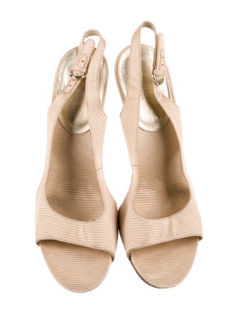 Sergio Rossi Satin Leather Trim Embellishment Slingback Sandals