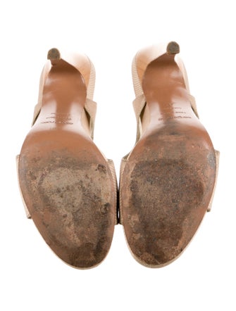 Sergio Rossi Satin Leather Trim Embellishment Slingback Sandals