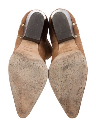 Sergio Rossi Suede Leather Trim Embellishment Boots