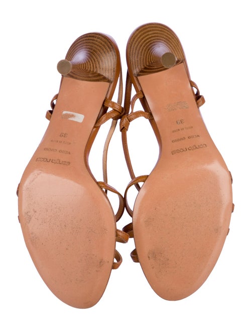 Sergio Rossi Leather Floral Print Slingback Sandals