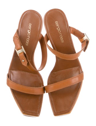 Sergio Rossi Leather Colorblock Pattern Slides