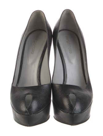 Sergio Rossi Lizard Keyhole Accent Pumps