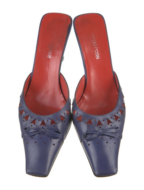 Sergio Rossi Leather Colorblock Pattern Mules