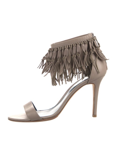 Sergio Rossi Leather Fringe Trim Accent Sandals