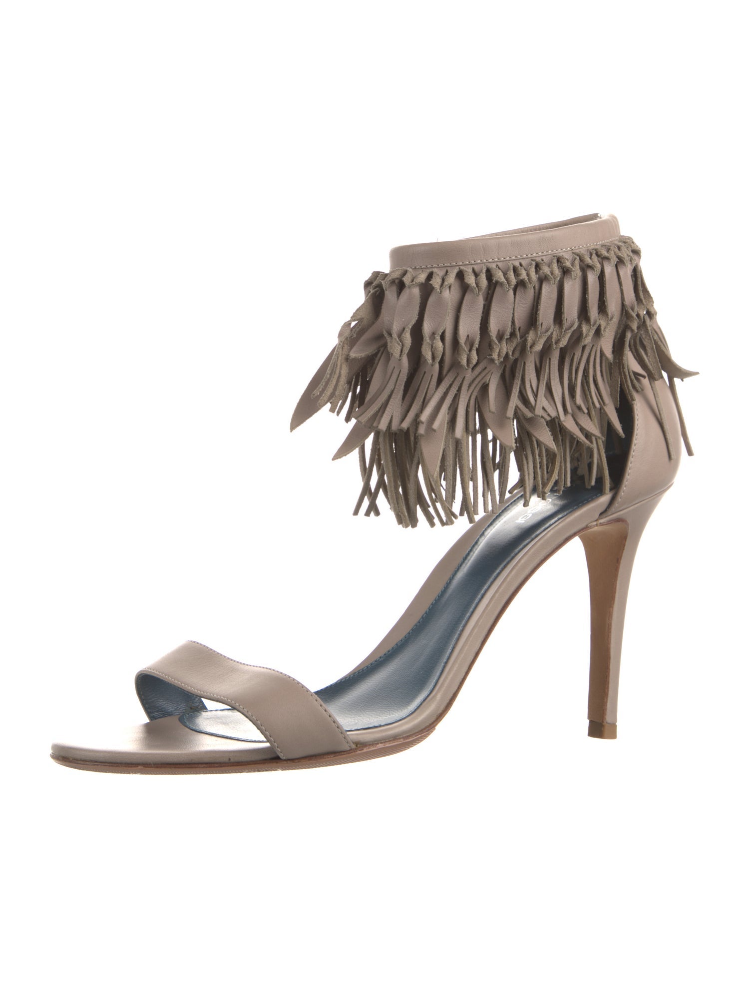 Sergio Rossi Leather Fringe Trim Accent Sandals
