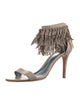 Sergio Rossi Leather Fringe Trim Accent Sandals