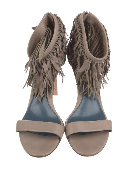 Sergio Rossi Leather Fringe Trim Accent Sandals