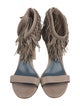 Sergio Rossi Leather Fringe Trim Accent Sandals