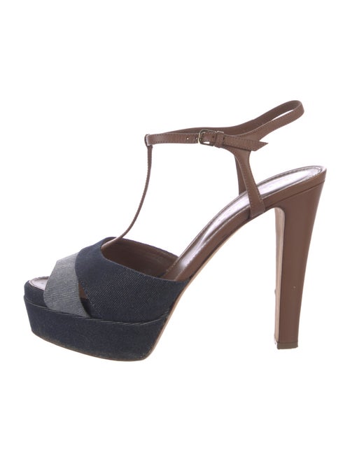 Sergio Rossi Denim T-Strap Sandals
