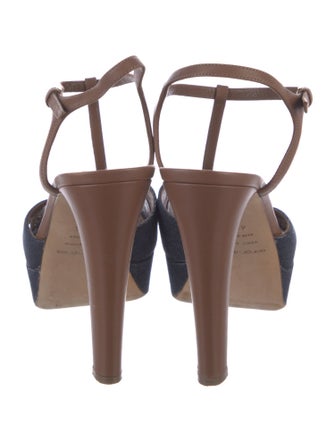 Sergio Rossi Denim T-Strap Sandals