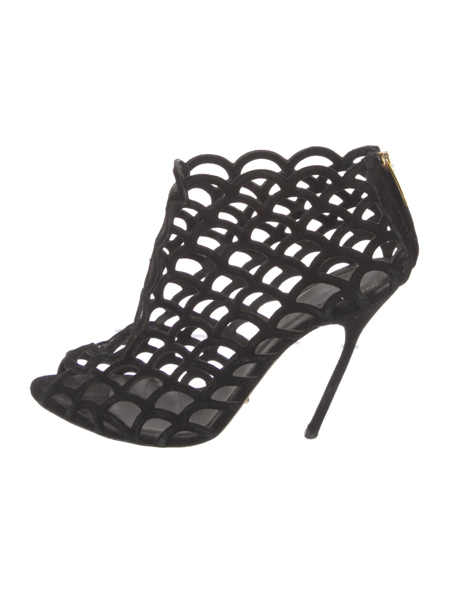 Sergio Rossi Suede Lasercut Accents Sandals