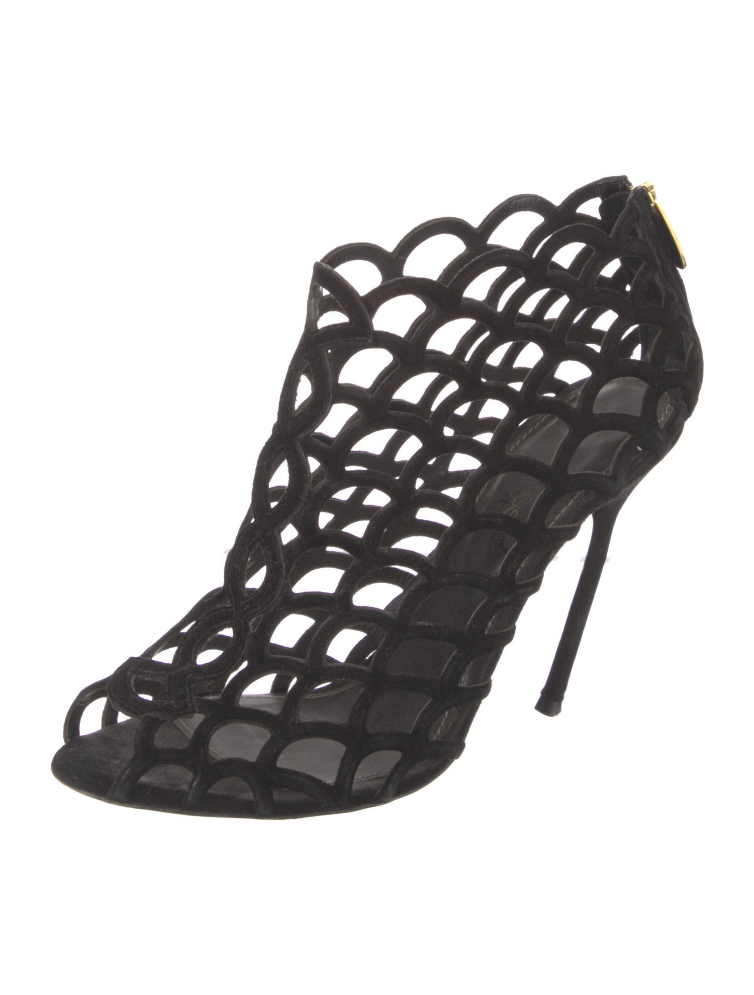 Sergio Rossi Suede Lasercut Accents Sandals