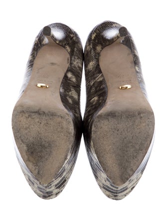 Sergio Rossi Leather Animal Print Pumps