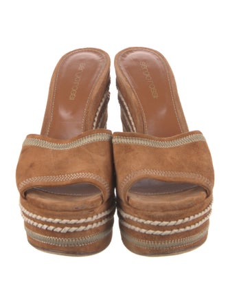 Sergio Rossi Suede Embroidered Accent Slides