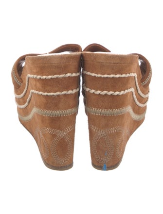 Sergio Rossi Suede Embroidered Accent Slides