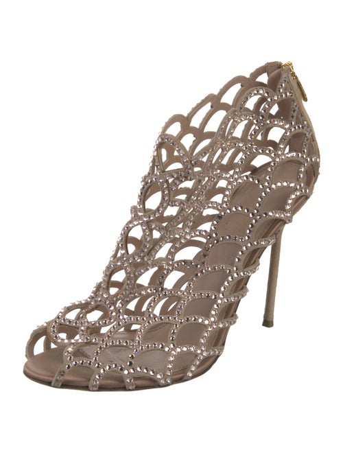 Sergio Rossi Suede Crystal Embellishments Sandals