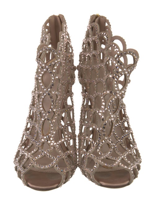 Sergio Rossi Suede Crystal Embellishments Sandals