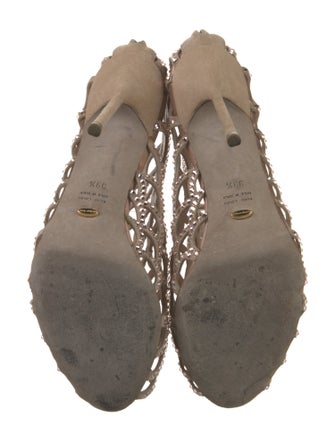 Sergio Rossi Suede Crystal Embellishments Sandals