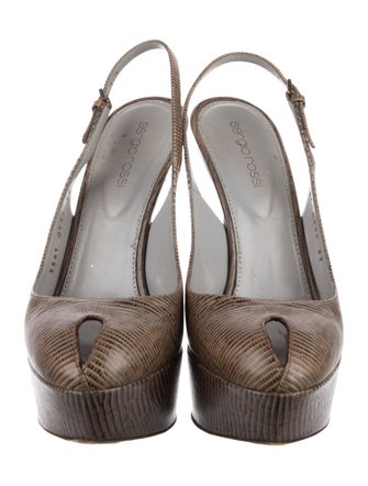 Sergio Rossi Lizard Slingback Pumps